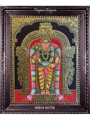Tanjore Painting Murugan With Vel In Hand